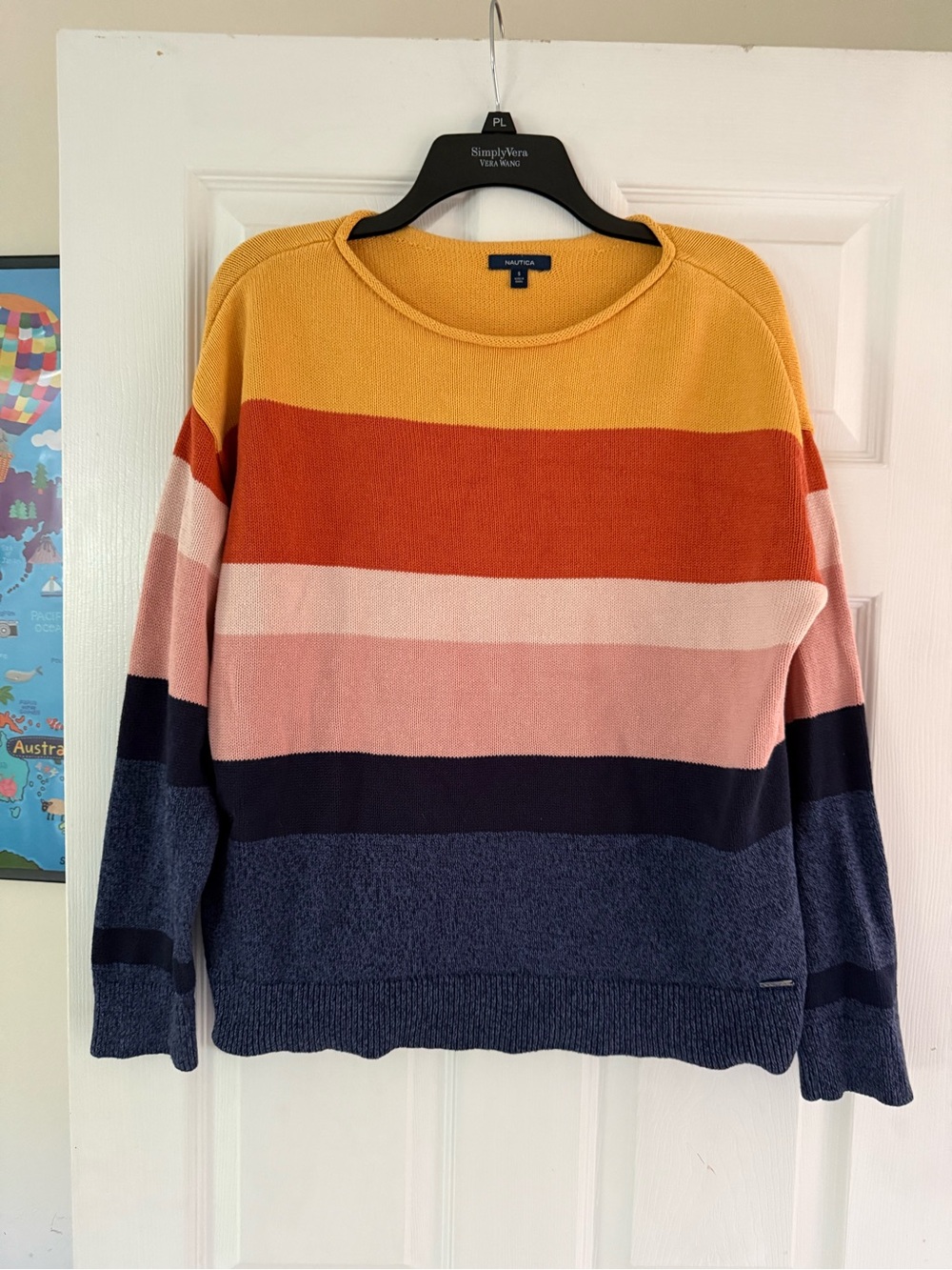 100% Cotton Nautica Striped Crewneck Sweater - Multi-Color